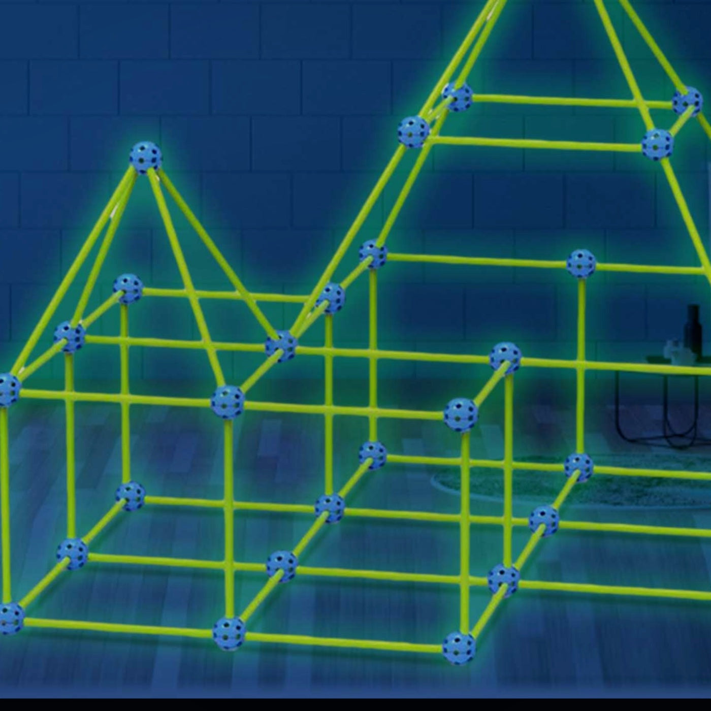 Kit KidzCraft lumineux assemblé en fort, effet phosphorescent dans le noir